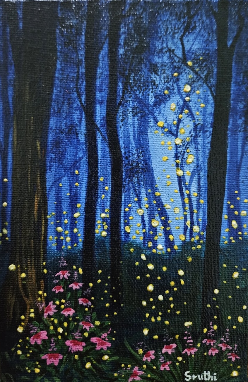 Forest fireflies — pastel color